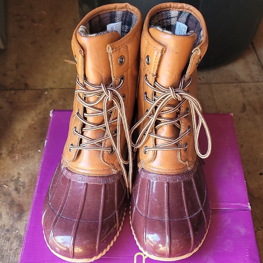 Brown and Matoon Duck Boots